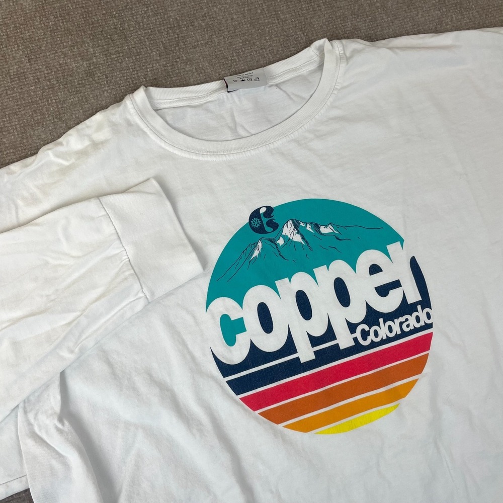 Copper Mountain Colorado Graphic Print Cotton Techstyles Shirt Mens 2XL White